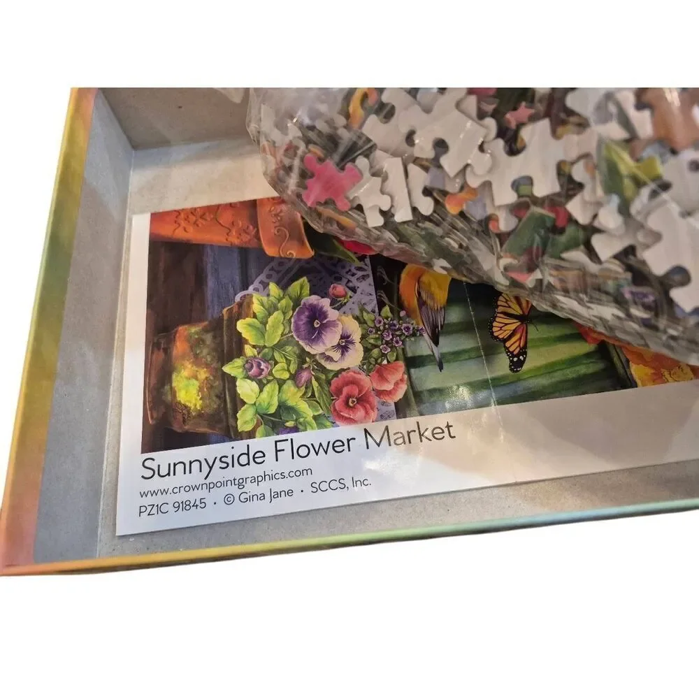 Crown Point Graphics Gina Jane Sunnyside Flower Market 1000 pc Jigsaw Puzzle